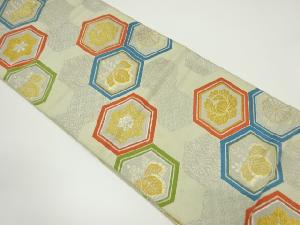 アンティーク　花亀甲に古典柄織り出し袋帯（材料）